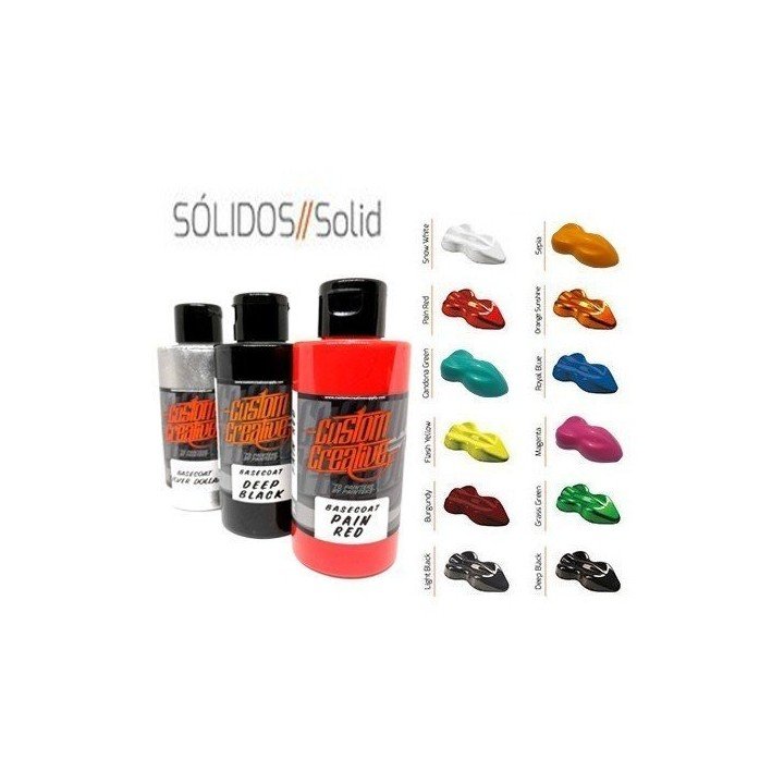 Colores Base Solventes (Basecoat) 150 ml. Custom Creative