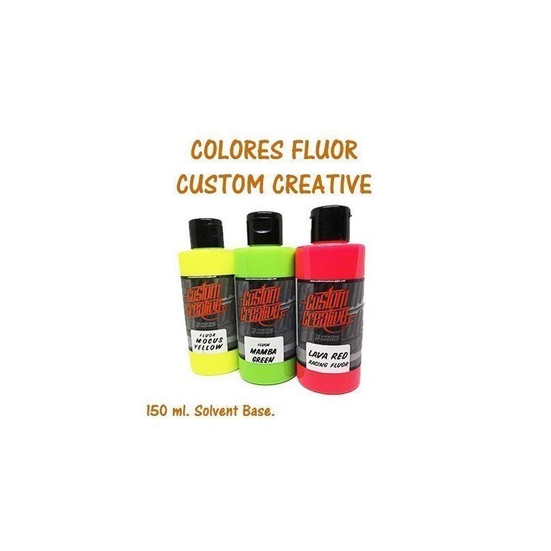 Colores Fluor Base Solvente 150 ml. Custom Creative