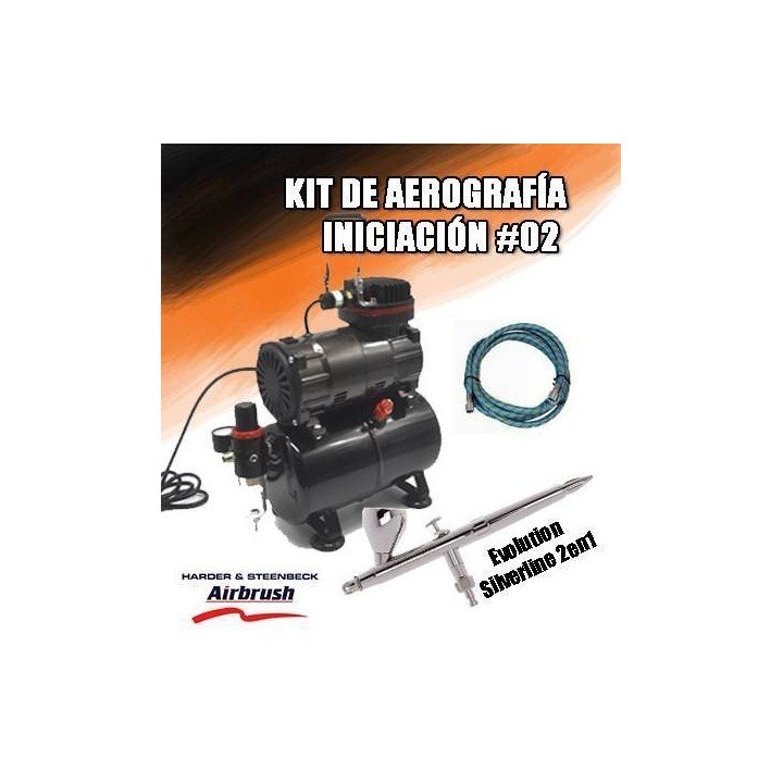 Kit de Aerografía Iniciación Evolution Silverline 2en1 compresor 3L.