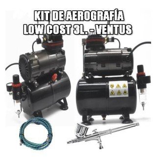 Kit de aerografía Low Cost compresor de 3 L
