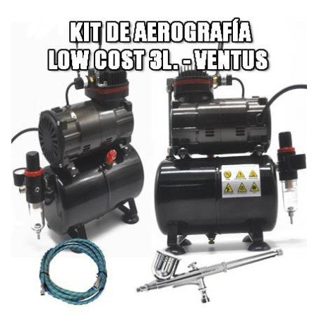 Kit de aerografía Low Cost compresor de 3 L