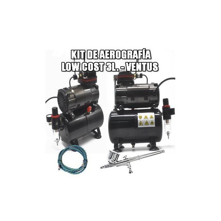 Kit de aerografía Low Cost compresor de 3 L